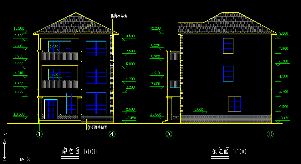 no0611某2层框混结构别墅全套建筑结构图纸建筑面积300