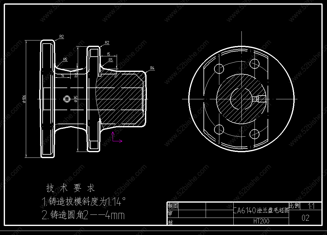 CA6140法兰盘毛坯图