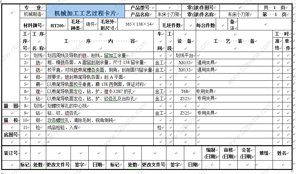 机械加工工艺过程卡片