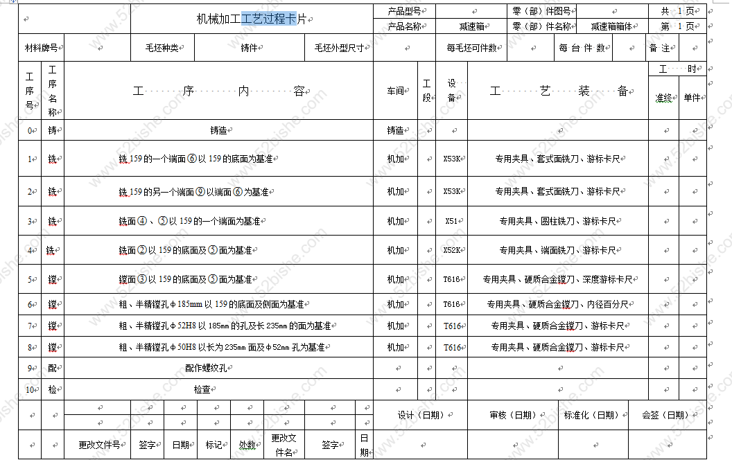 工艺过程卡