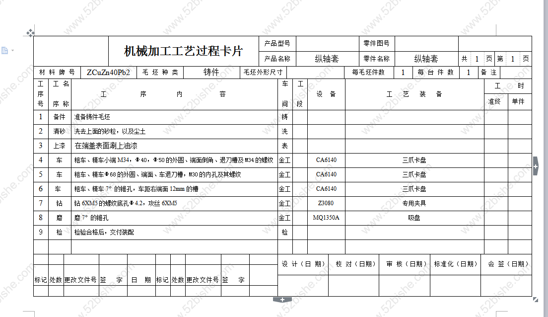 【1A034】纵轴套零件的工艺规程及钻、攻6-M5-7H螺纹的工装夹具设计3